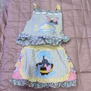 Handmade toddler custom Dumbo skirt and top set